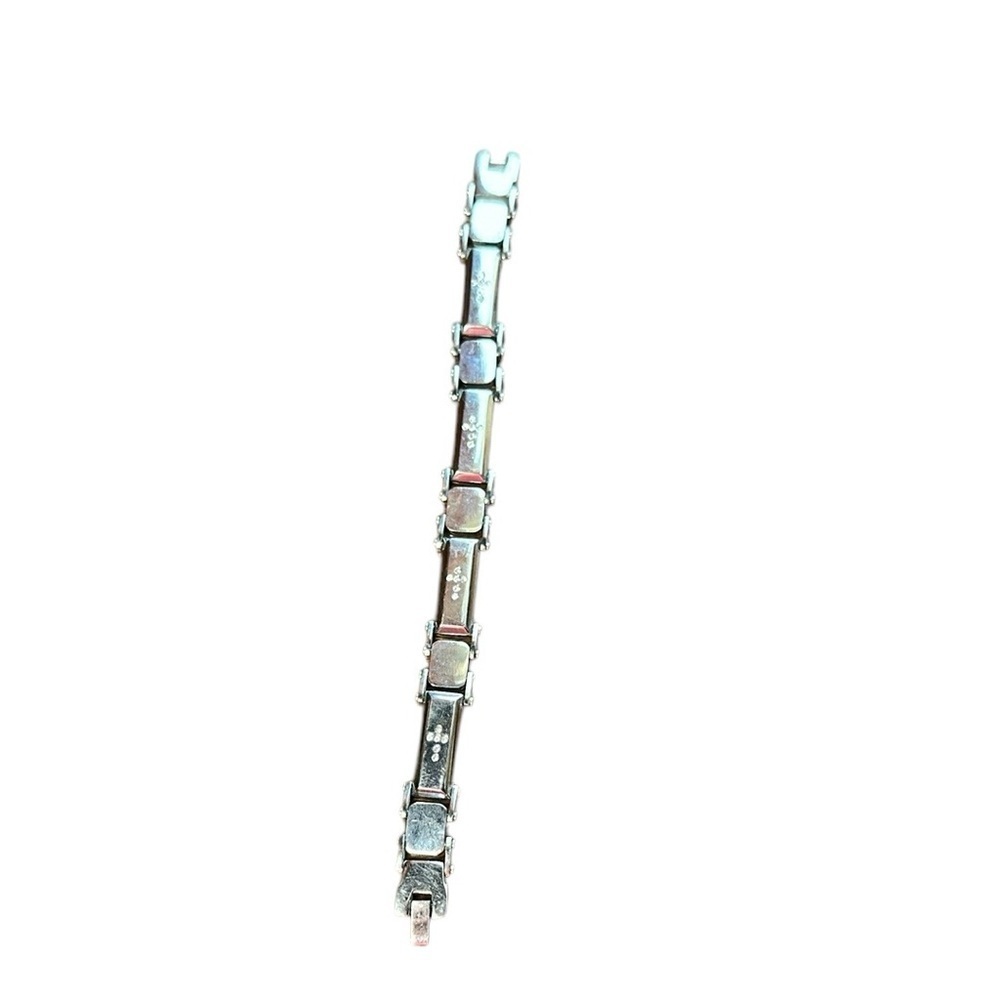 Stainless Silver and Rhinestone Cross’s  8”Men’s Bracelet